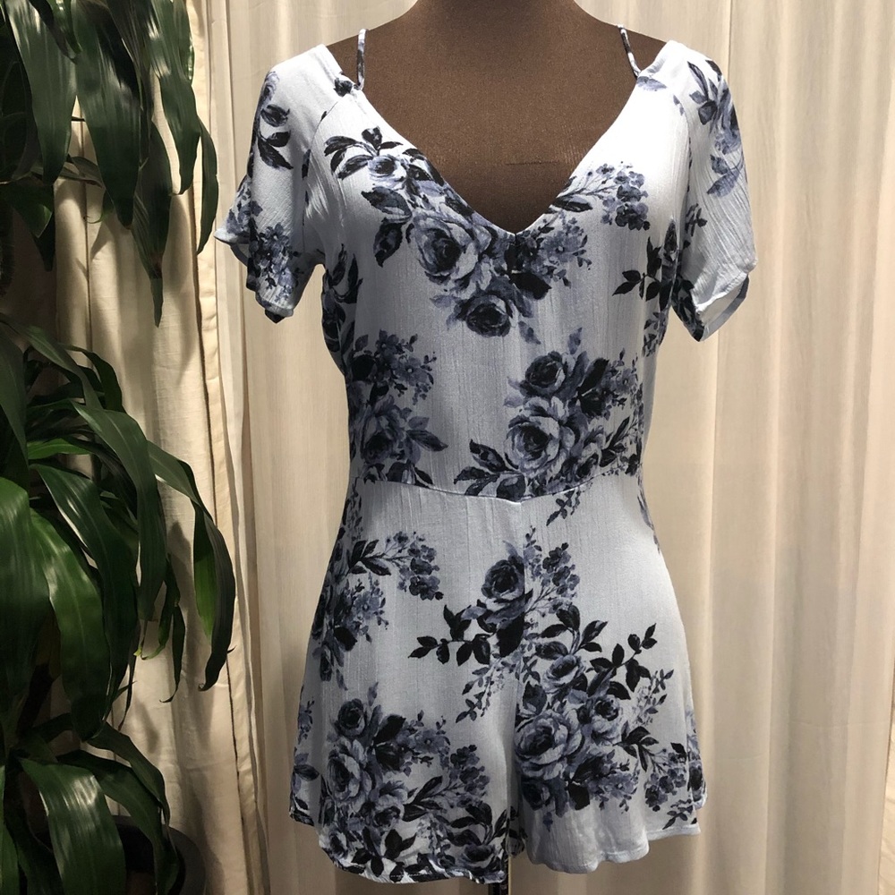 Baby Blue Floral Romper